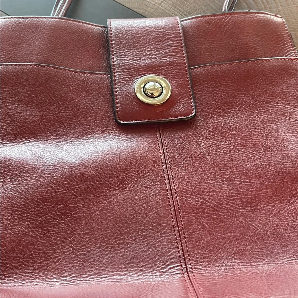 Pelle Studio Red Tote with Branded Patch - Picture 3 of 7